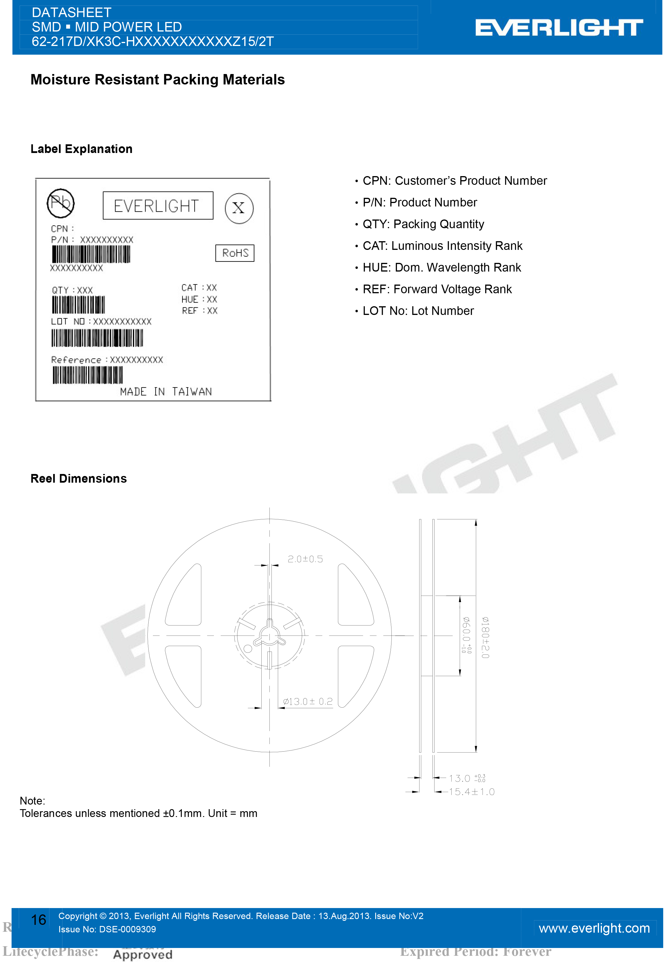 亿光贴片5630灯珠62-217D/KK3C-H2727QAR3B42Z15/2T规格书PDF