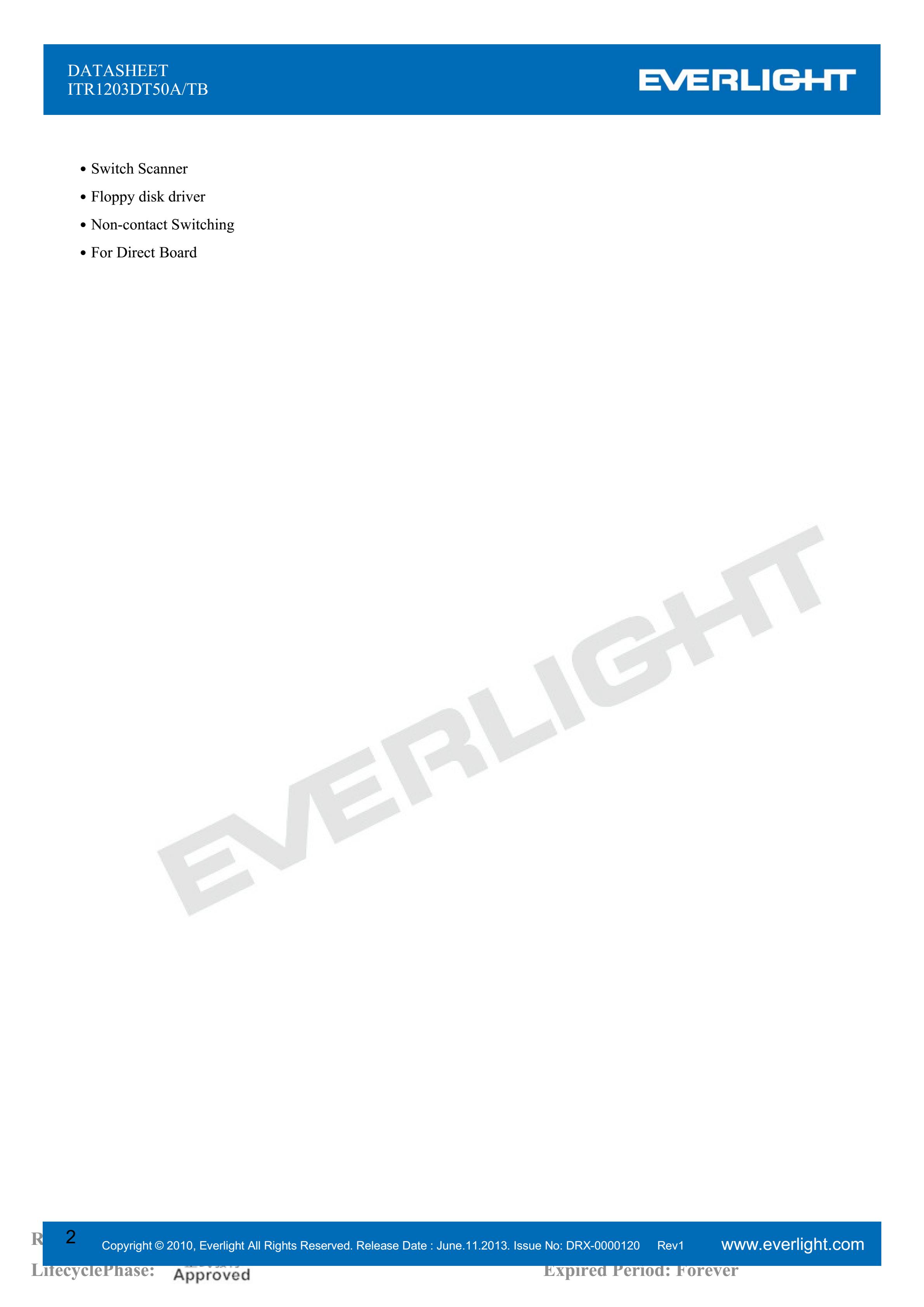 亿光槽型光电开关ITR1203DT50A/TB对射式光开关参数及规格书(PDF 数据表)