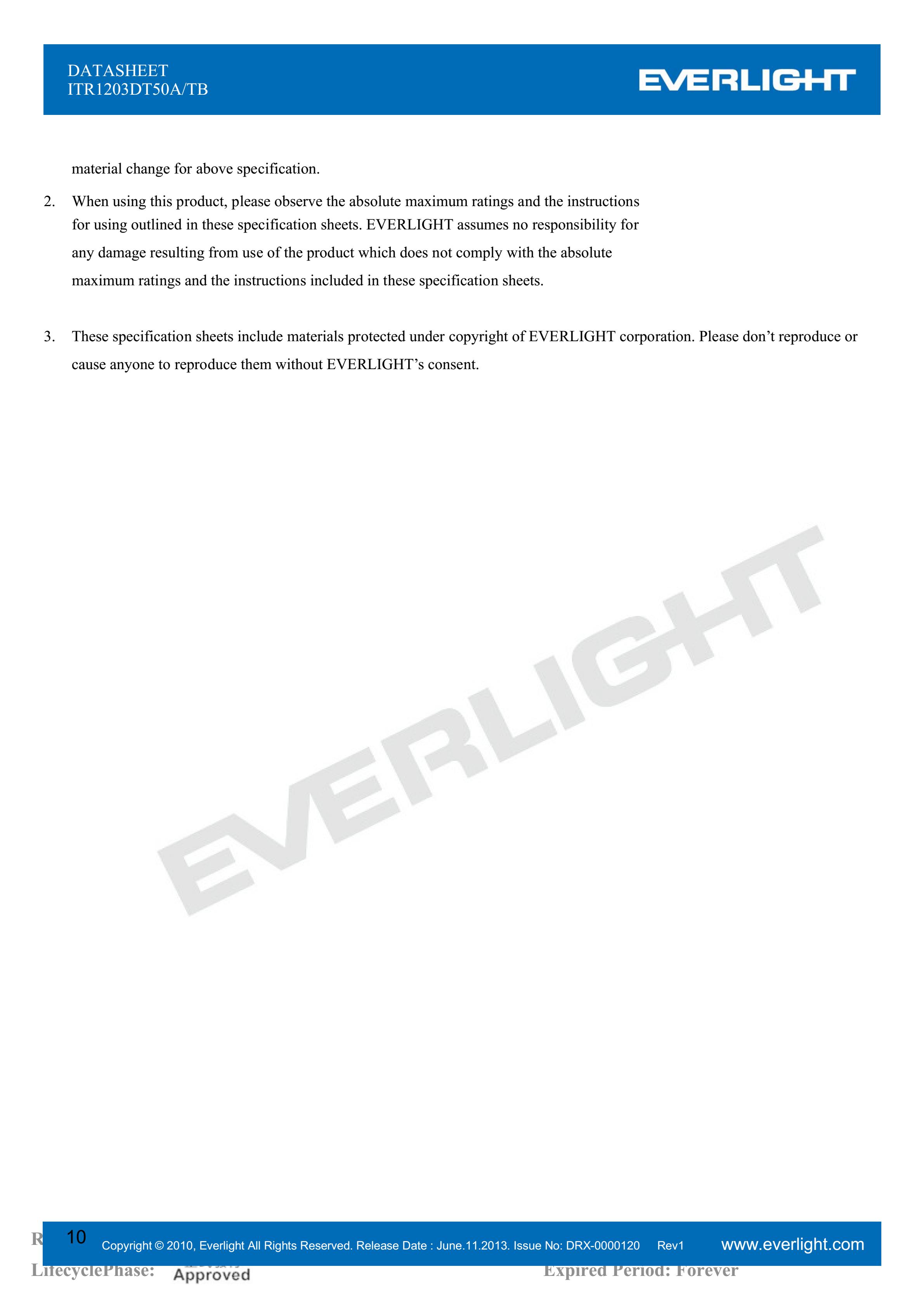 亿光槽型光电开关ITR1203DT50A/TB对射式光开关参数及规格书(PDF 数据表)
