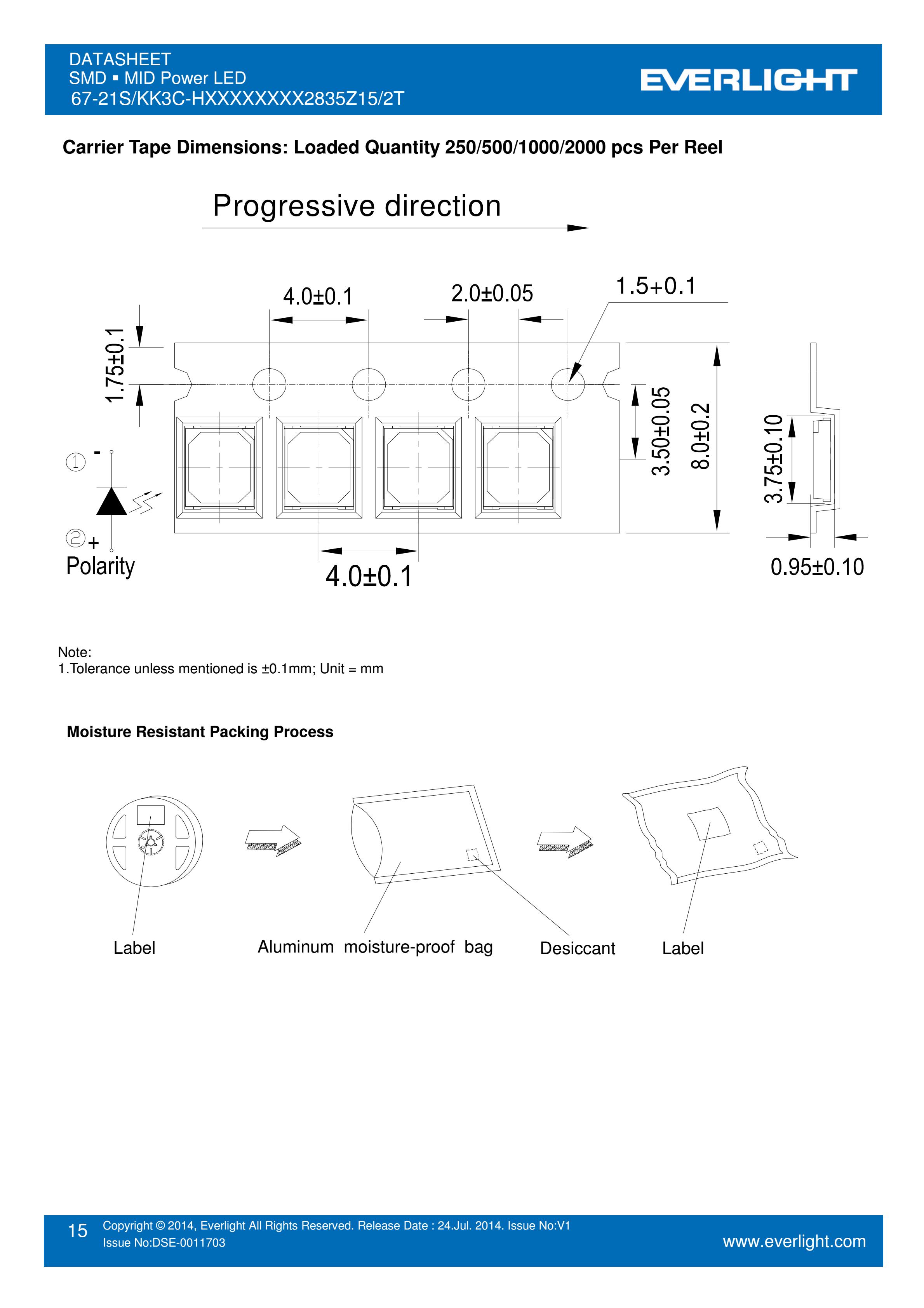 亿光贴片2835灯珠67-21S/KK3C-H2727QAR32835Z15/2T 白光规格书PDF（数据表）