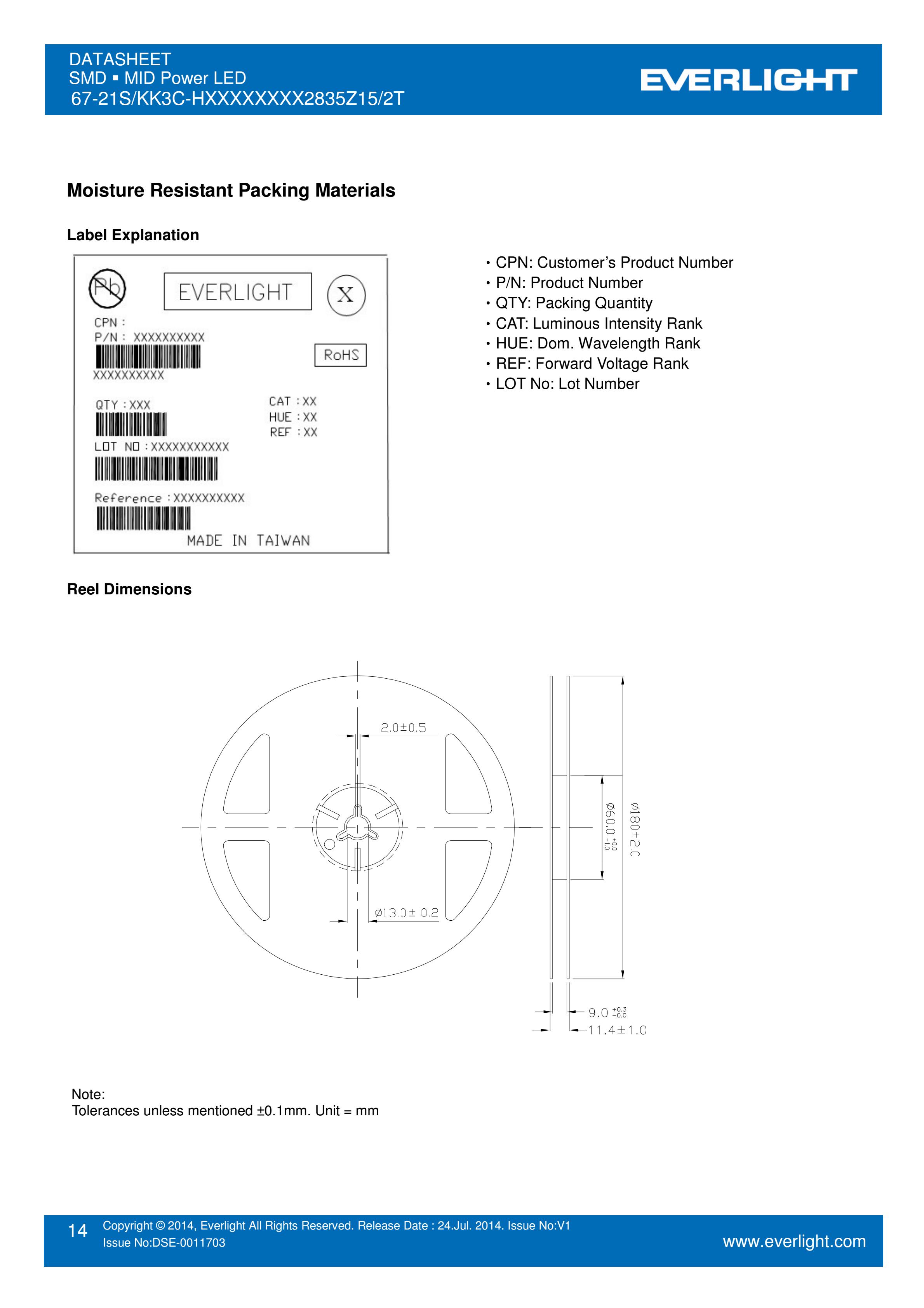 亿光贴片2835灯珠67-21S/KK3C-H4040R1R42835Z15/2T 白光规格书PDF（数据表）