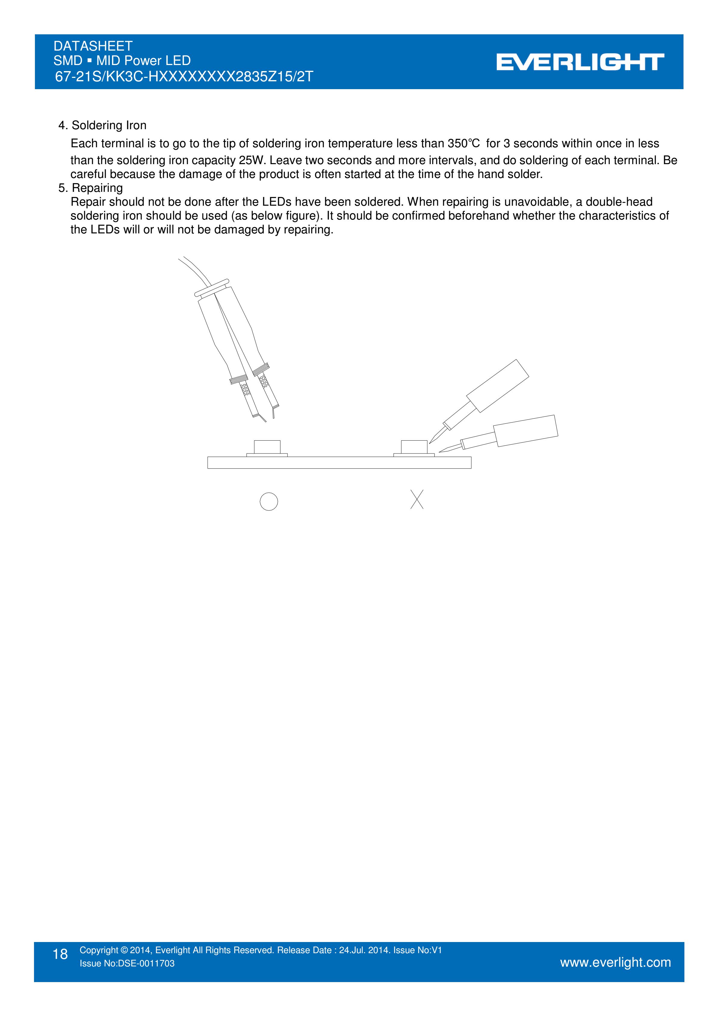 亿光贴片2835灯珠67-21S/KK3C-H4040R1R42835Z15/2T 白光规格书PDF（数据表）