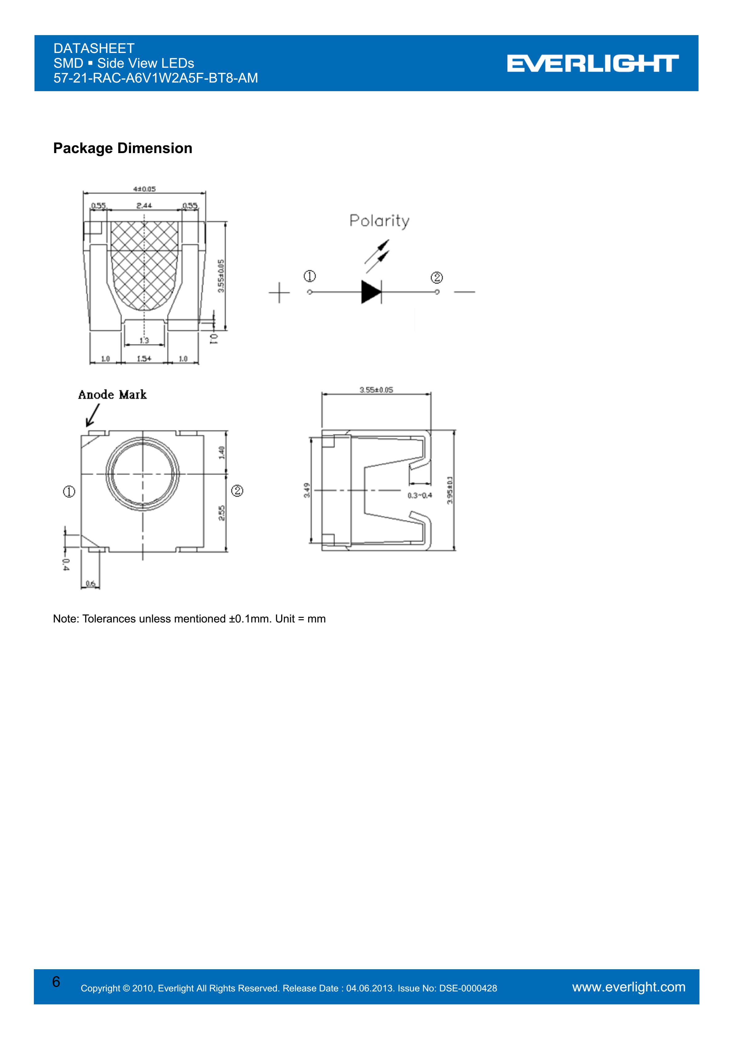 亿光贴片汽车专用灯珠57-21-RAC-A6V1W2A5F-BT8-AM红光规格书PDF（数据表）