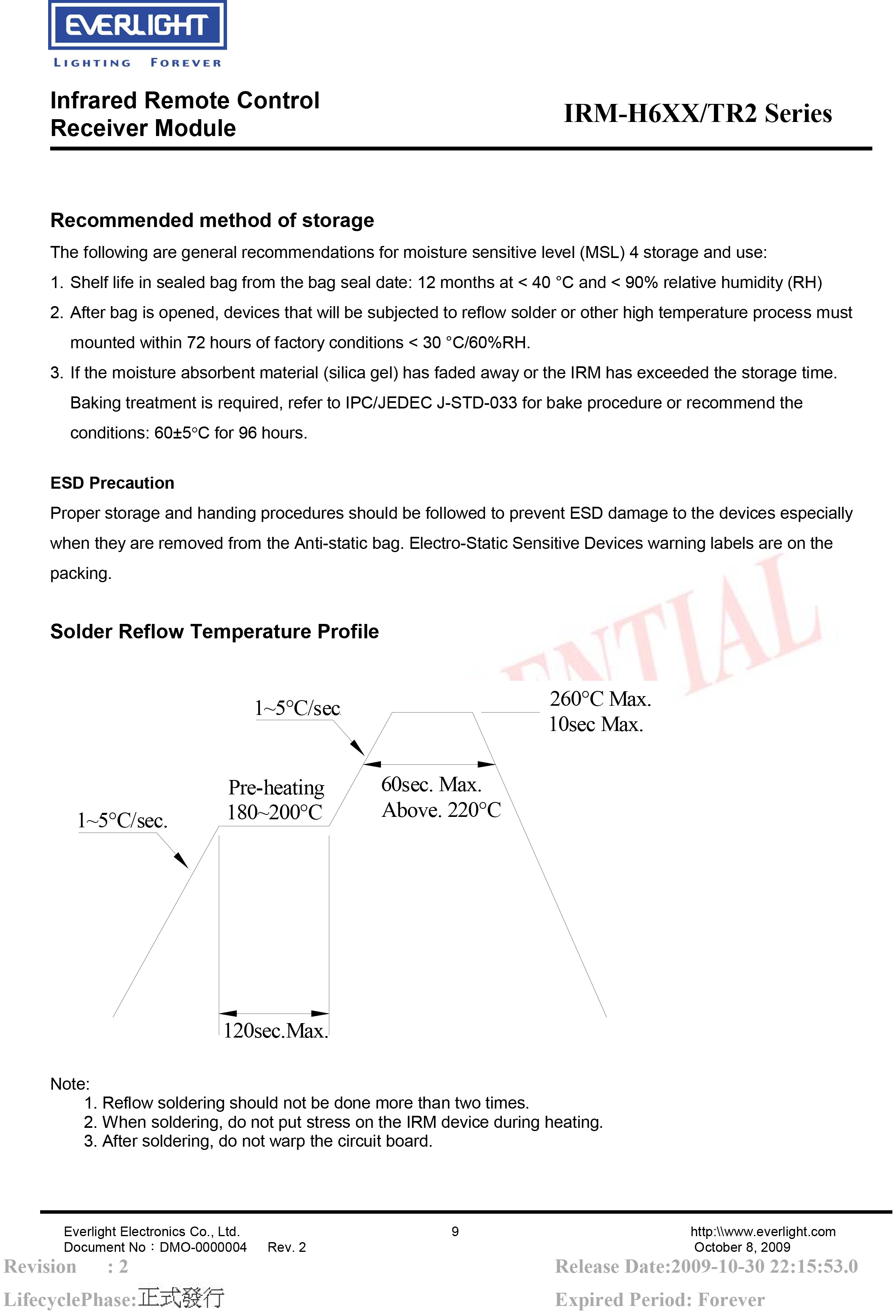 亿光贴片红外接收头IRM-H640/TR2规格书PDF（数据表）