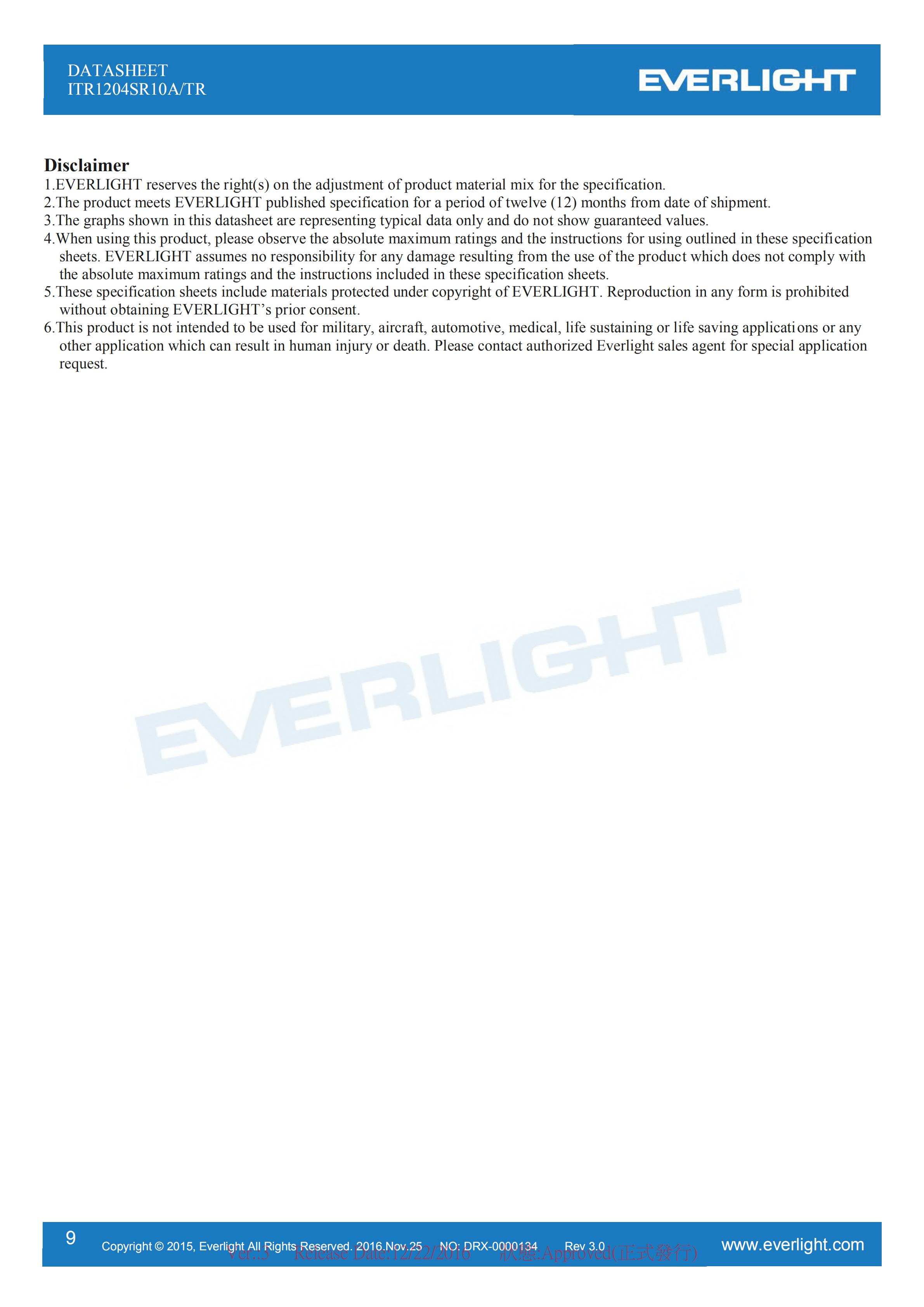 亿光反射式贴片光电开关ITR1204SR10A/TR参数及规格书(PDF 数据表)