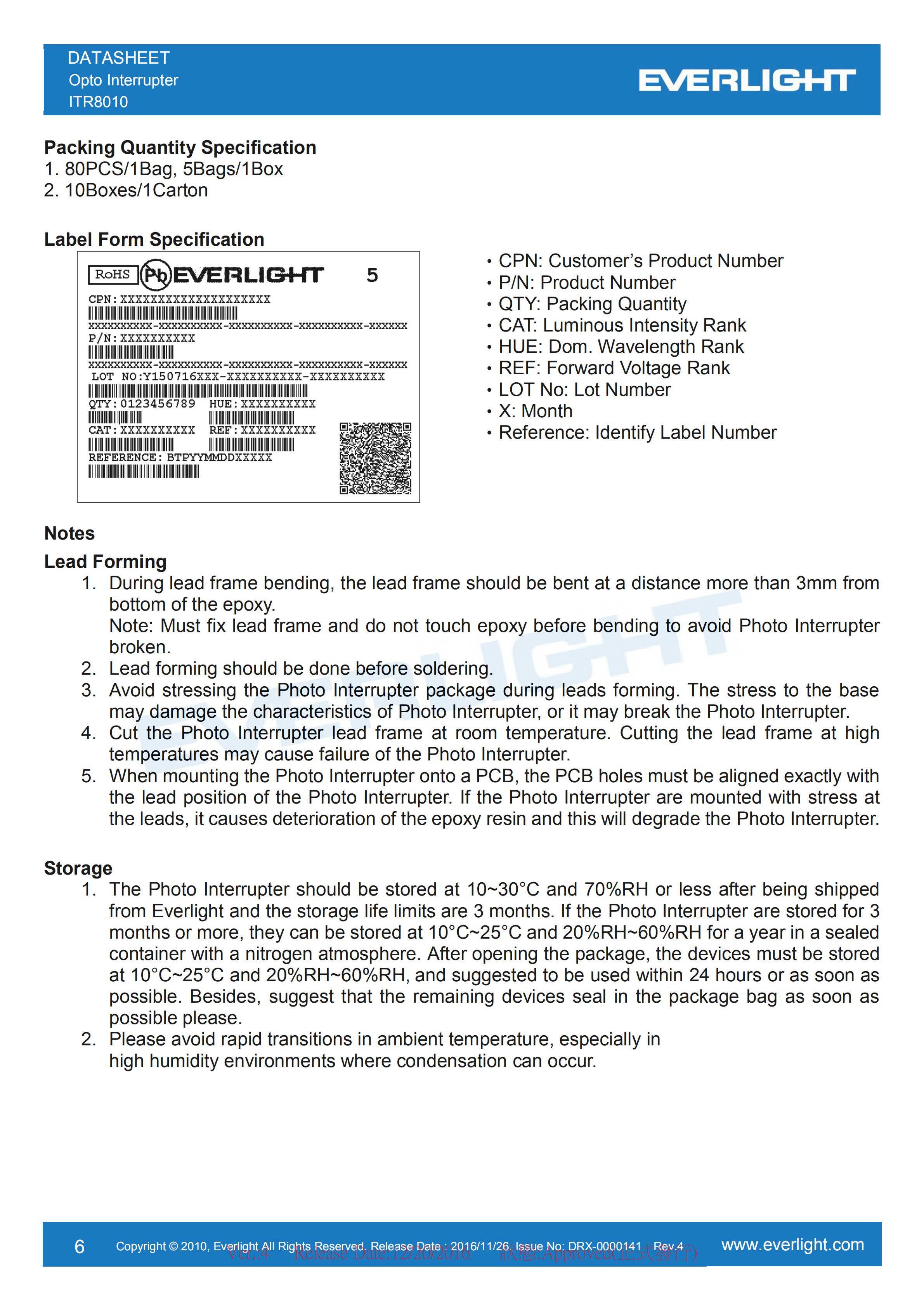 亿光直插对射式光电开关ITR8010参数及规格书(PDF 数据表)