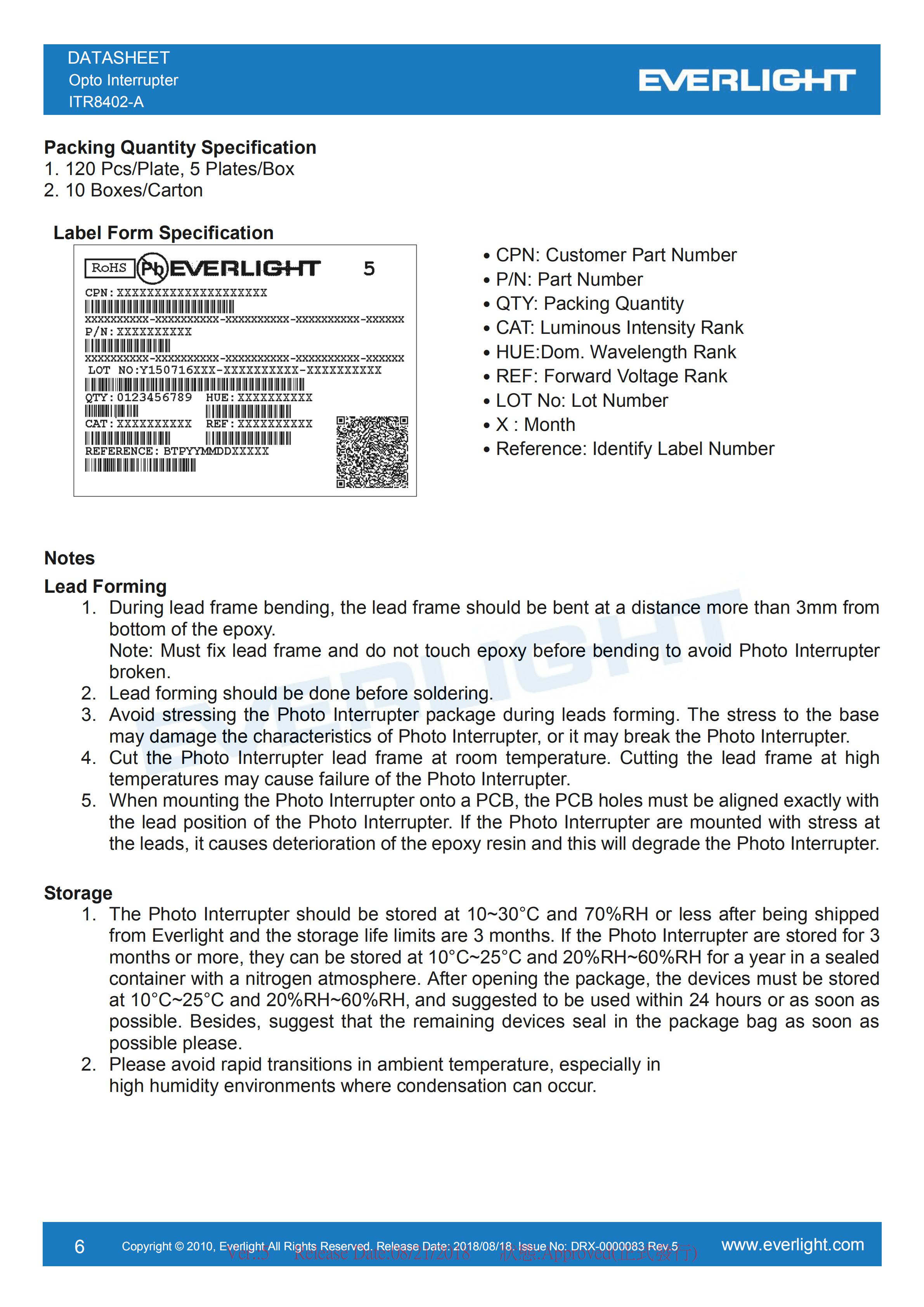 亿光对射式光电开关ITR8402-A开关传感器参数及规格书(PDF 数据表)