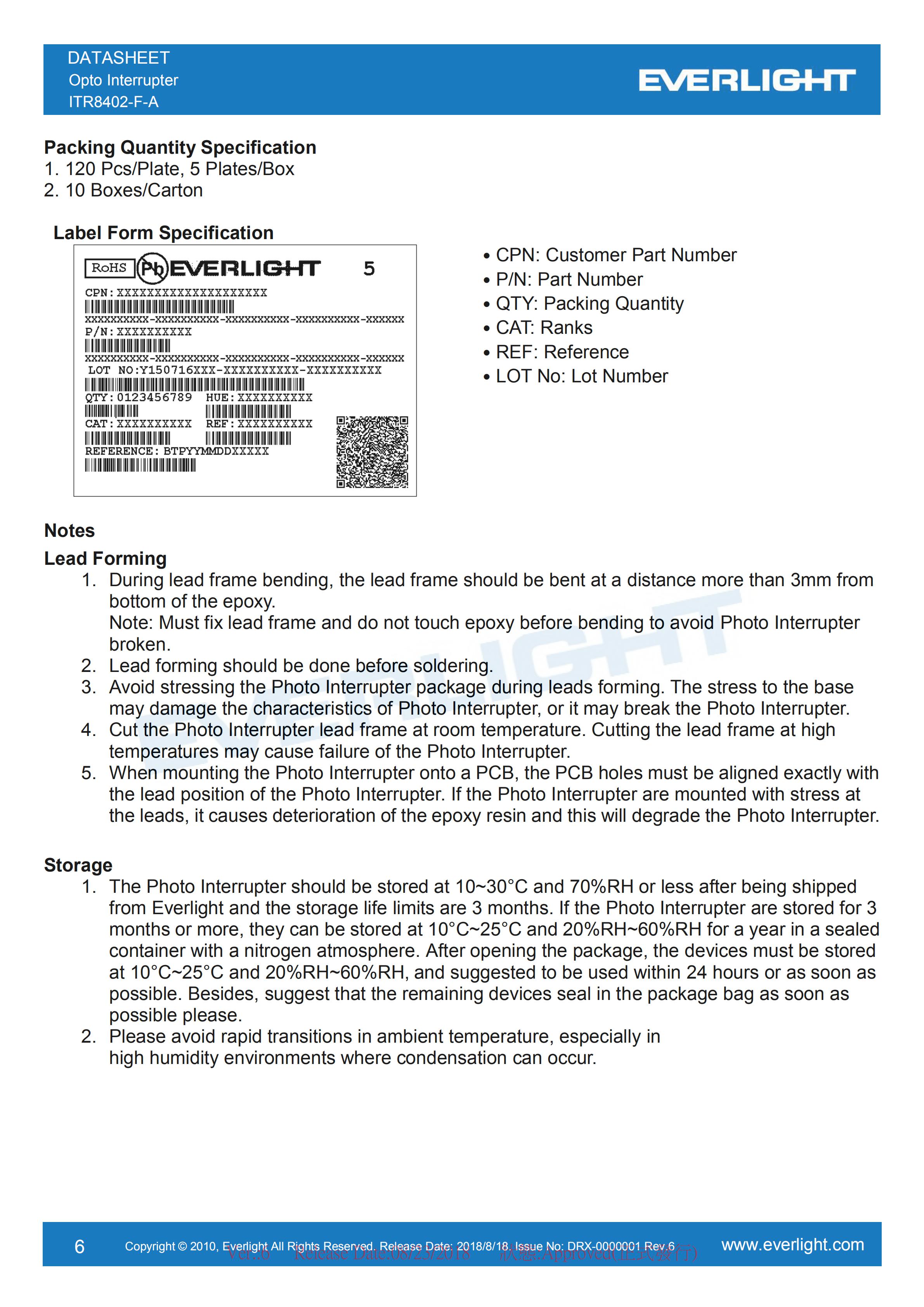 亿光对射式光电开关ITR8402-F-A开关传感器参数及规格书(PDF 数据表)