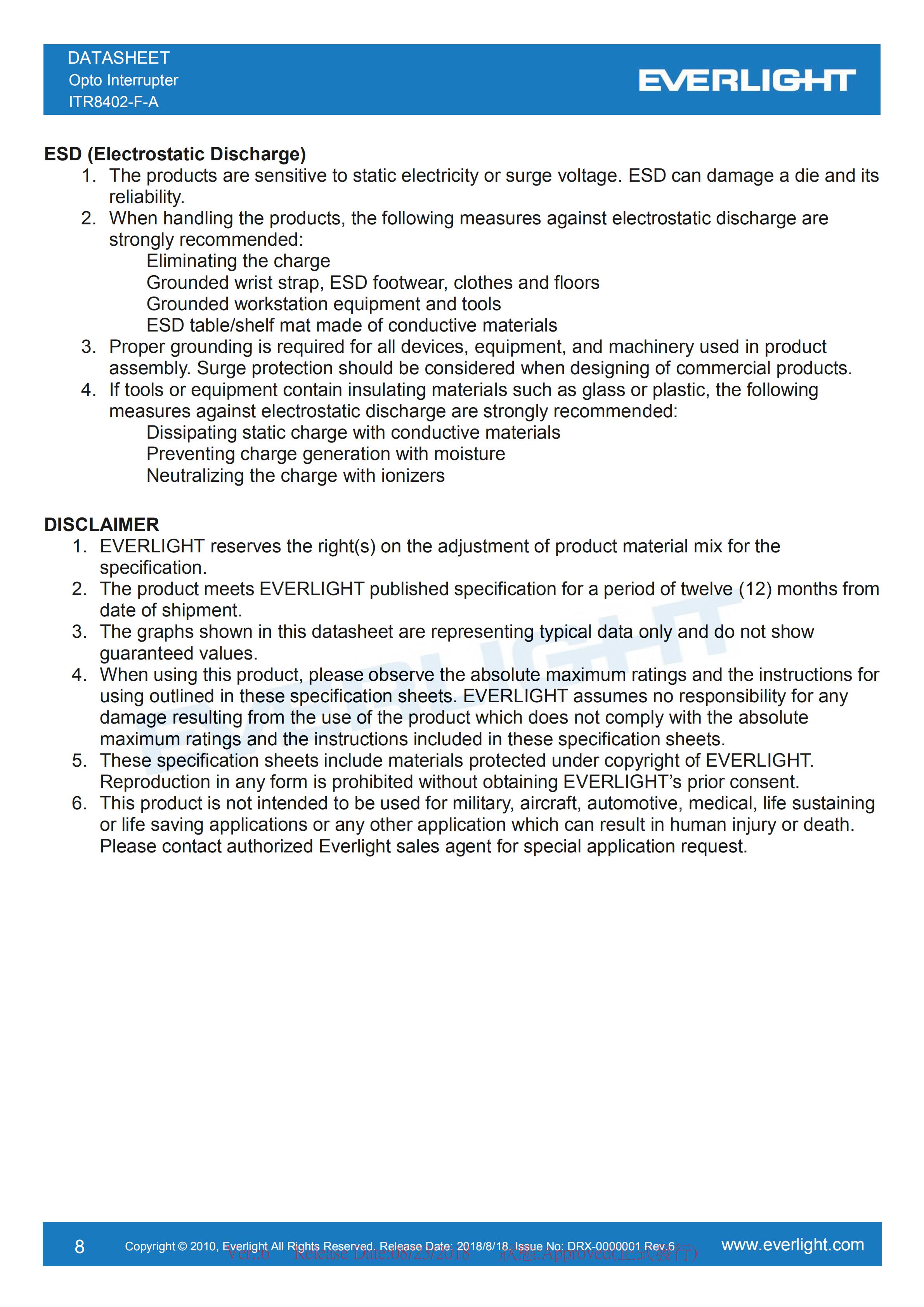 亿光对射式光电开关ITR8402-F-A开关传感器参数及规格书(PDF 数据表)