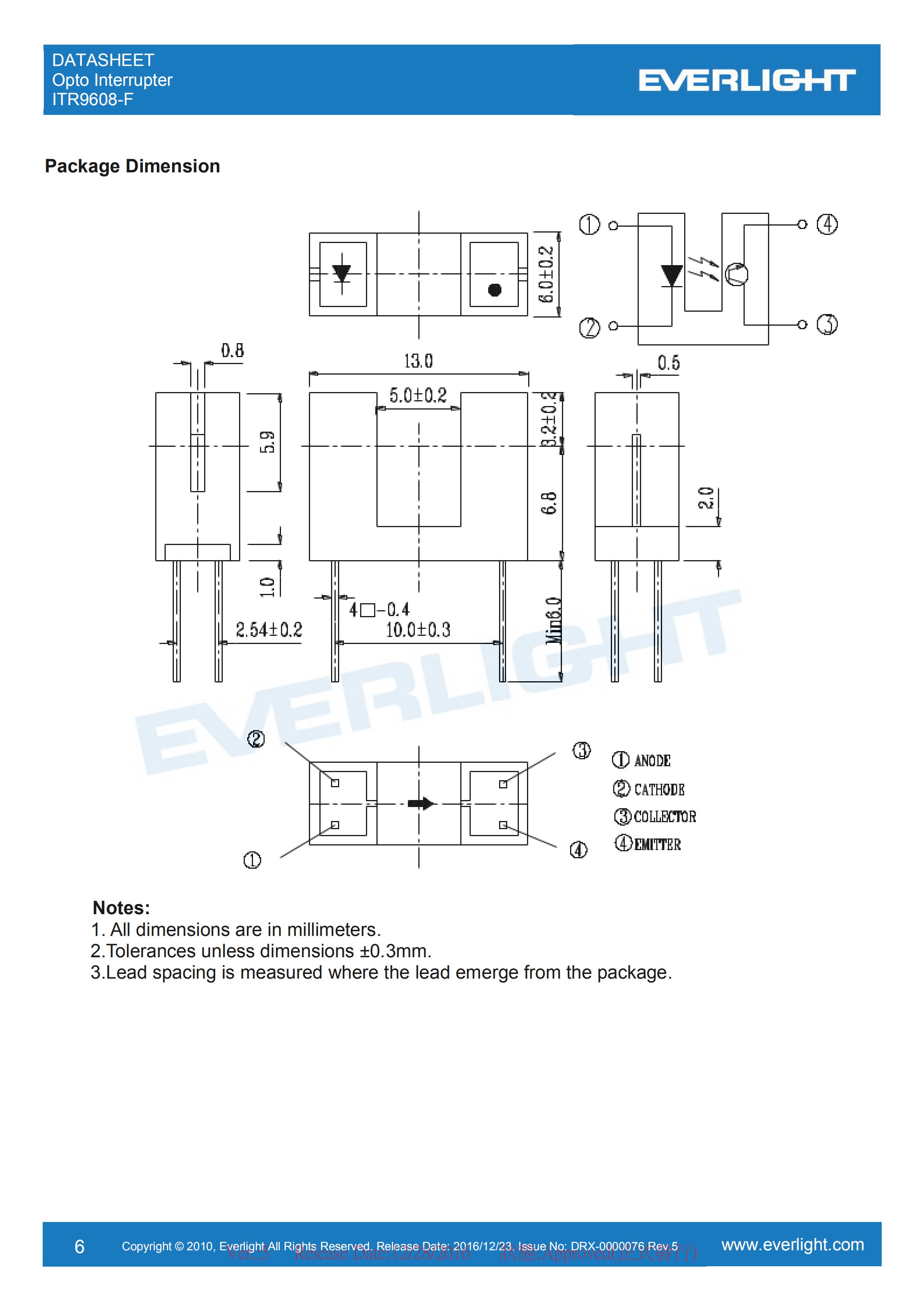 亿光对射式光电开关ITR9608-F开关传感器
