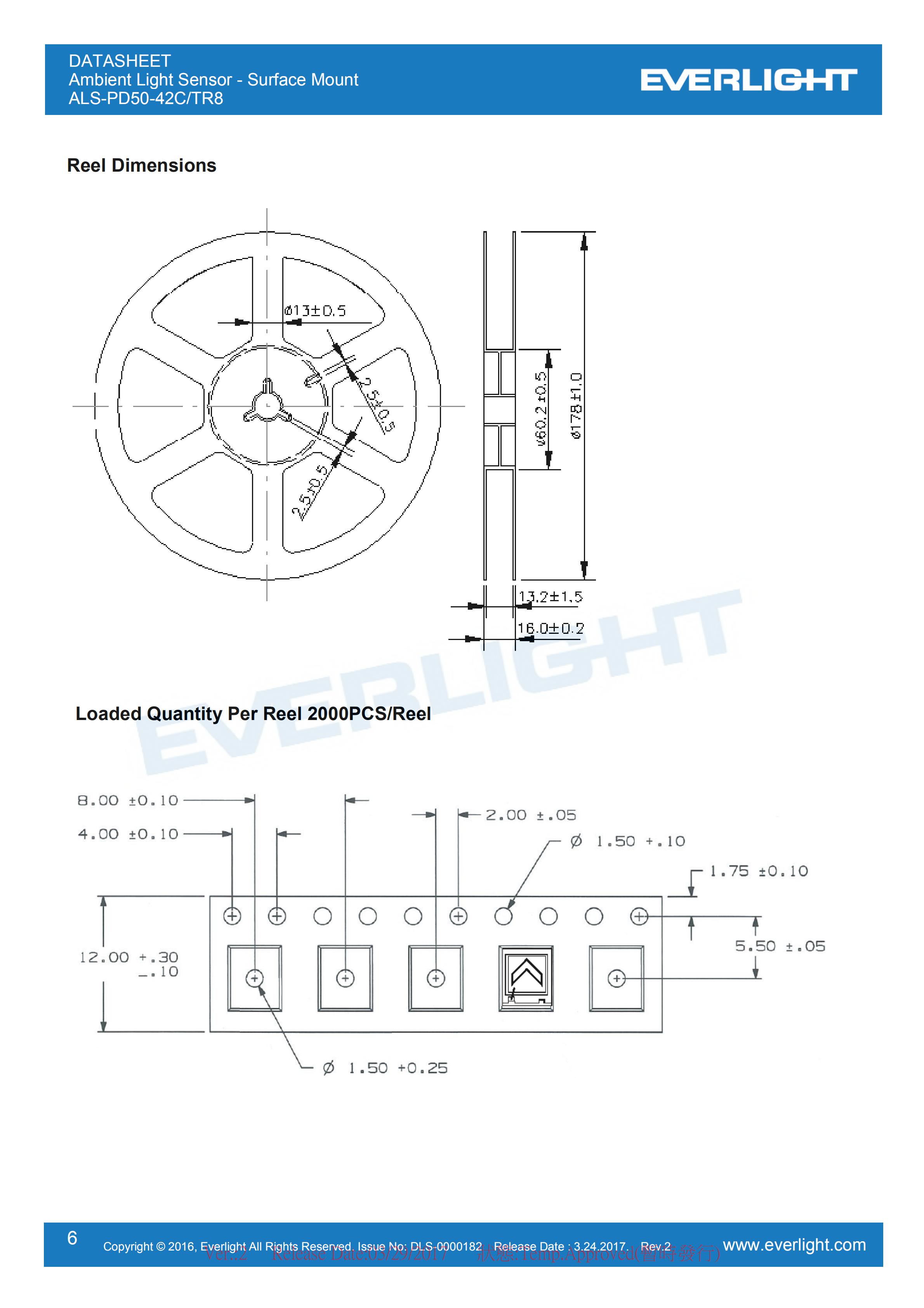 亿光环境光传感器ALS-PD50-42C/TR8穿戴应用规格书（数据表PDF）