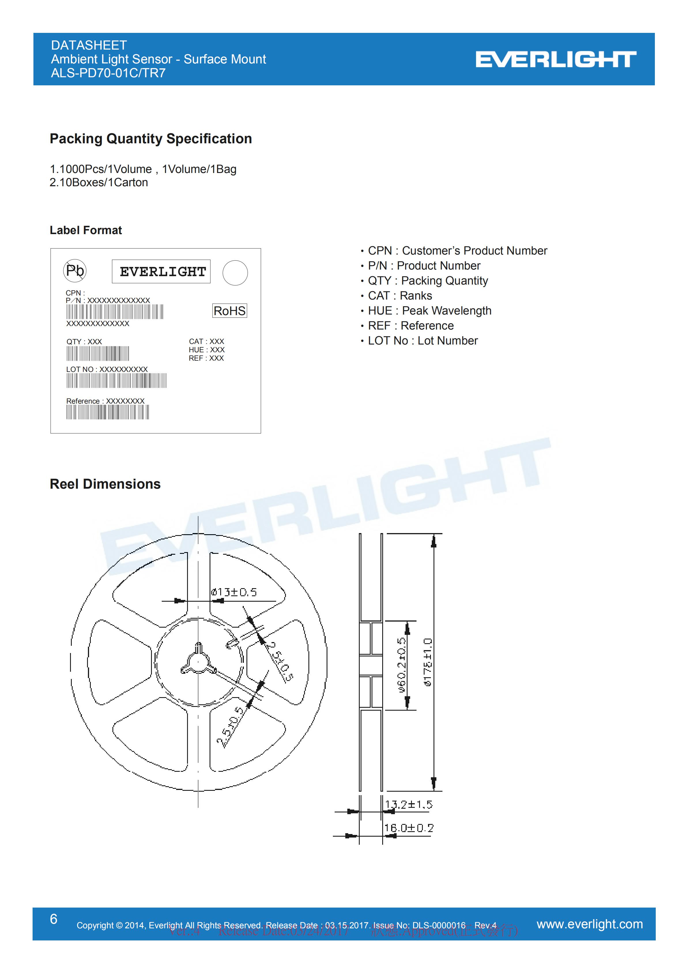 亿光环境光传感器ALS-PD70-01C/TR7光感传感器规格书（数据表PDF）