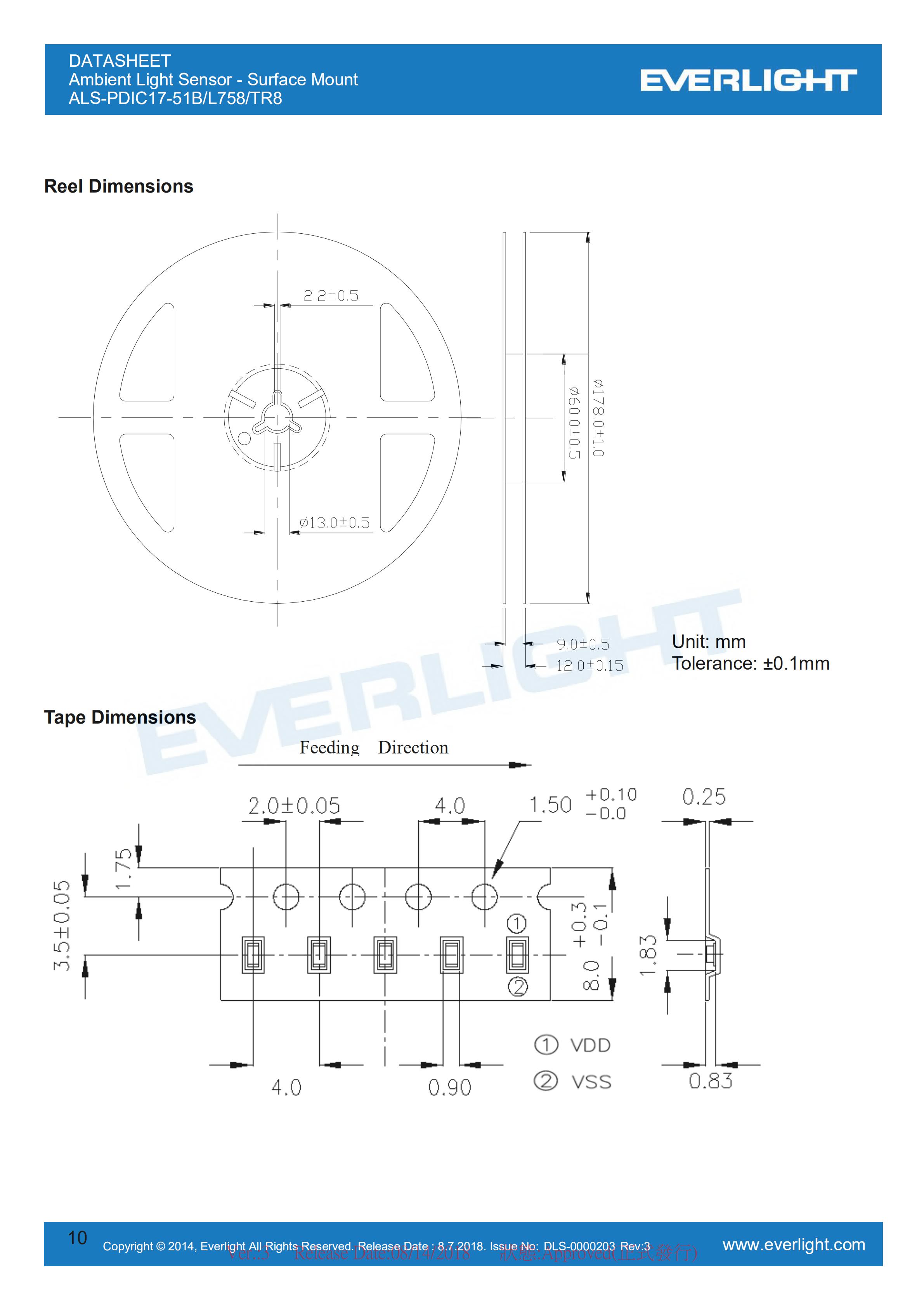 亿光环境光传感器ALS-PDIC17-51B/L758/TR8规格书（数据表PDF）