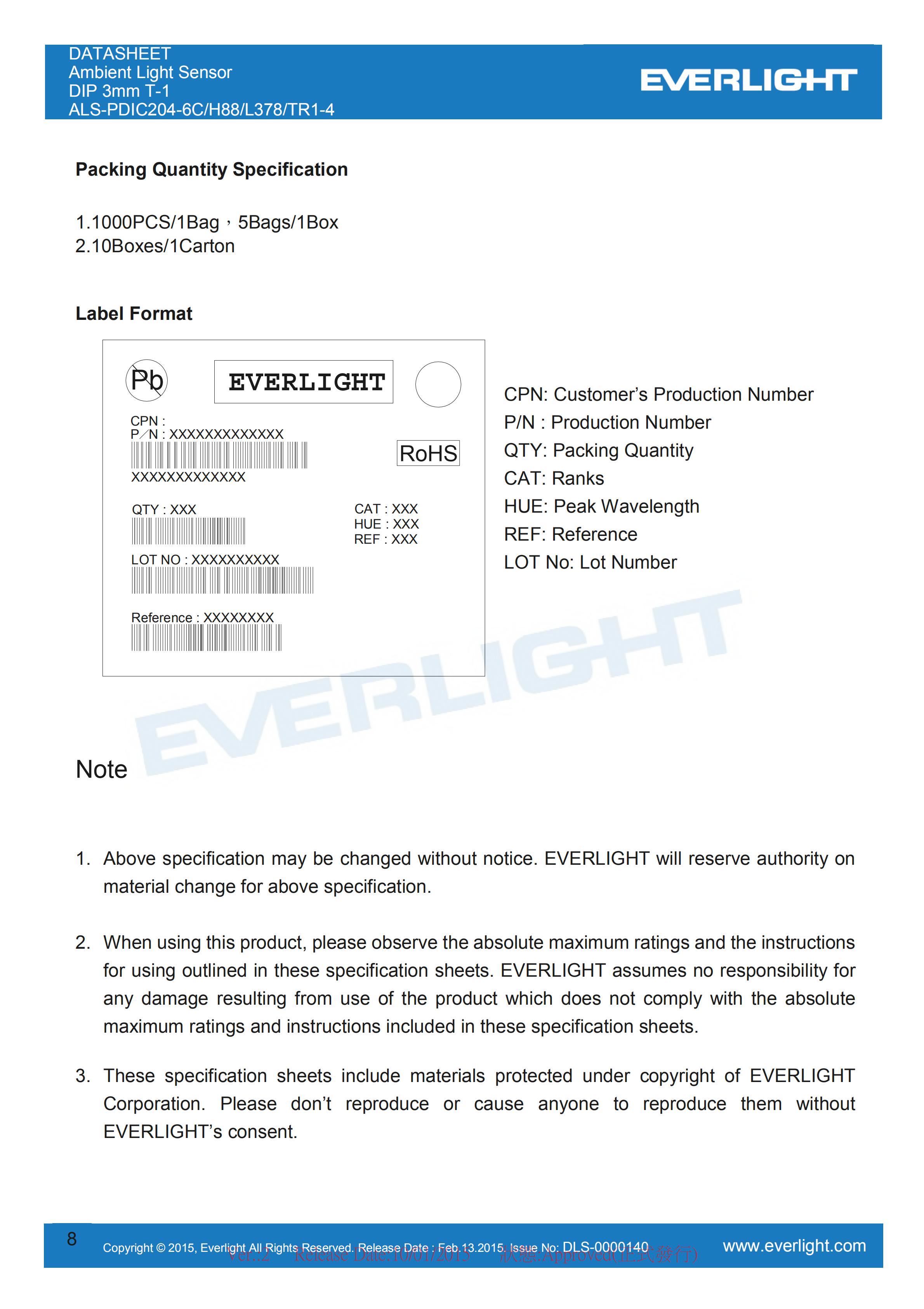 亿光环境光传感器插件ALS-PDIC204-6C/H88/L378/TR1-4规格书（数据表PDF）